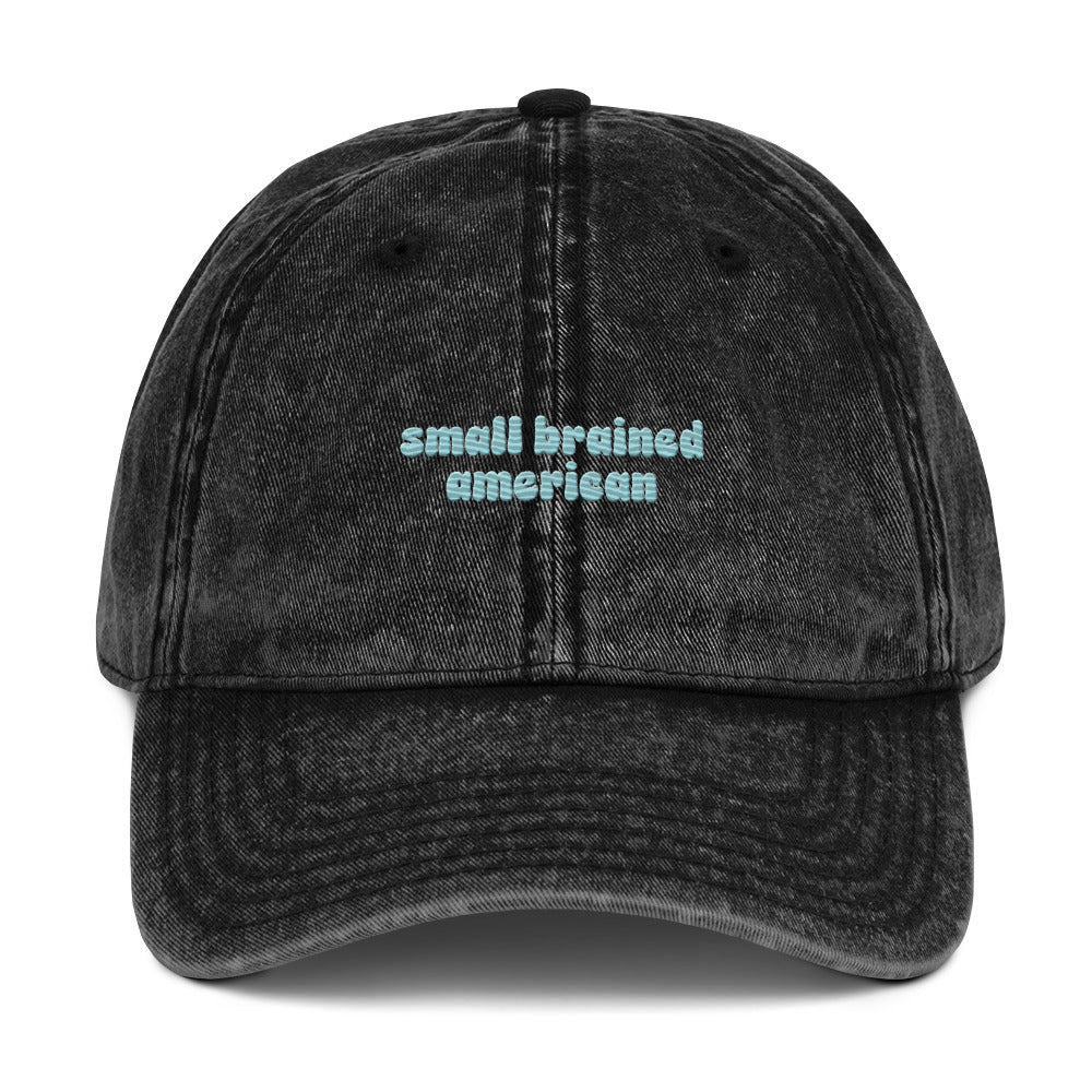 Small Brained American Embroidered Vintage Cotton Twill Hat – Small ...